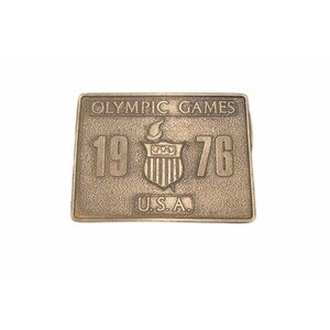 Bergamot Brass Works 1976 Olympic Games Belt Buckle USA Vintage Rectangle Solid